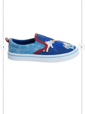 Boys' Blue Cartoon Slip-On Sneakers with Red Trim